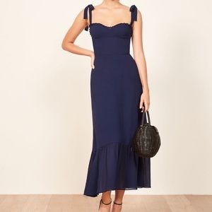 NWT REFORMATION “NIKITA” NAVY DRESS